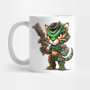 Armored Angry Tiger Holding a Riffle Mug